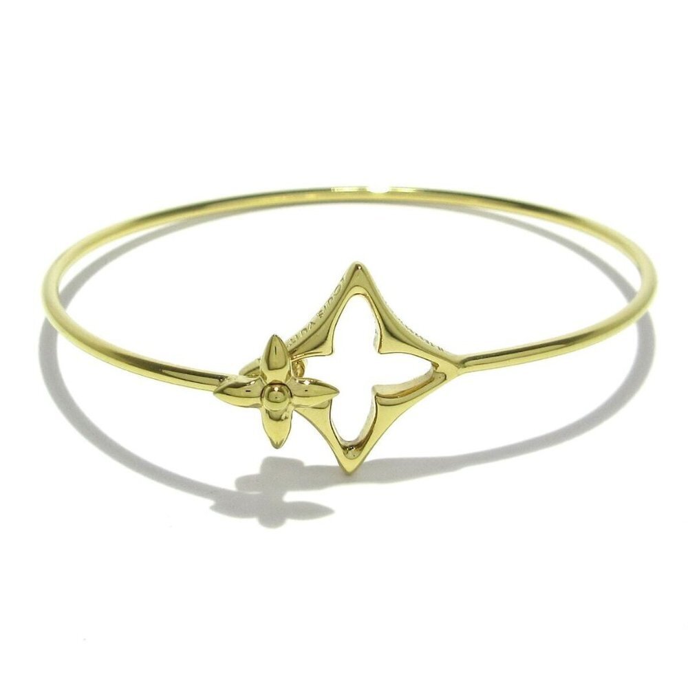 100% Authentic  LOUIS VUITTON Rigid Flower Gram Gold Bracelet